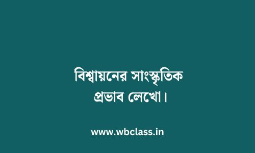 বিশ্বায়নের সাংস্কৃতিক প্রভাব লেখো